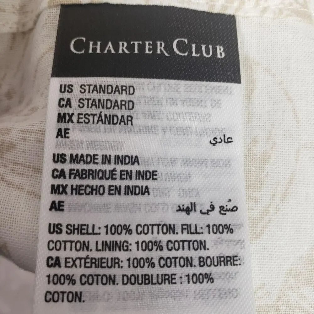 Charter Club Floral Quilt Sham Standard Multicolor Reversible Cotton Bedding